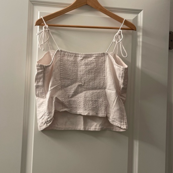 Old Navy Light Beige Camisole Crop Top Linen Blend - Picture 2 of 4